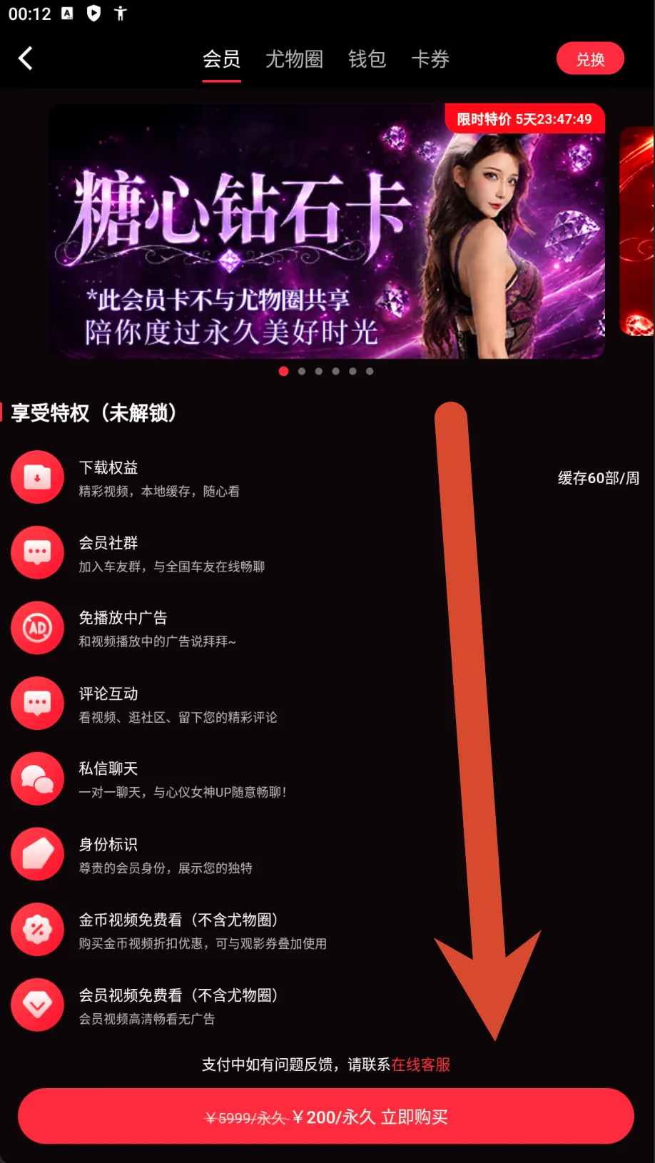 糖心Vlog钻石会员卡价格截图